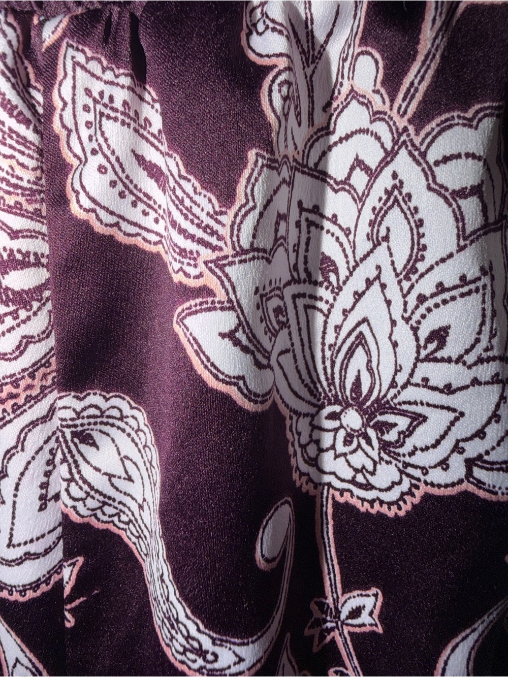 Cacique Plum Paisley Sleep Pants with White Floral Print - Picture 4 of 6